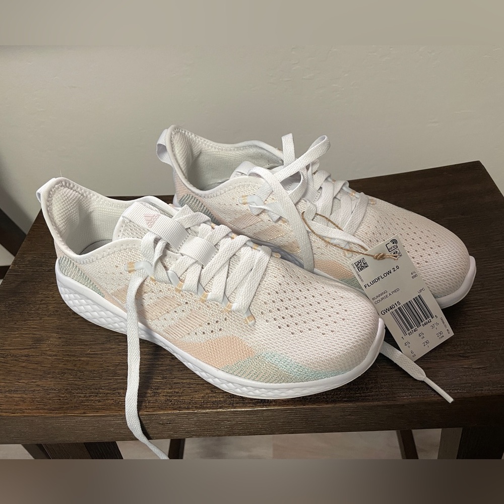 Adidas FLUIDFLOW 2.0 SHOES, NWOT, white and pastel colors